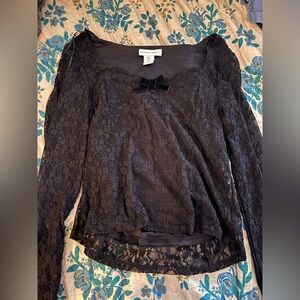 Cupcakes and Cashmere Lace Long Sleeve Black Top